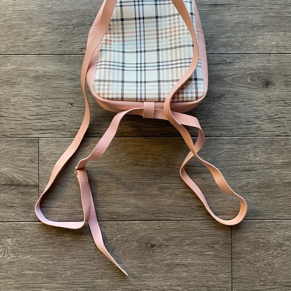 Mini Plaid Backpack in Pink with Front Pocket - Picture 2 of 7